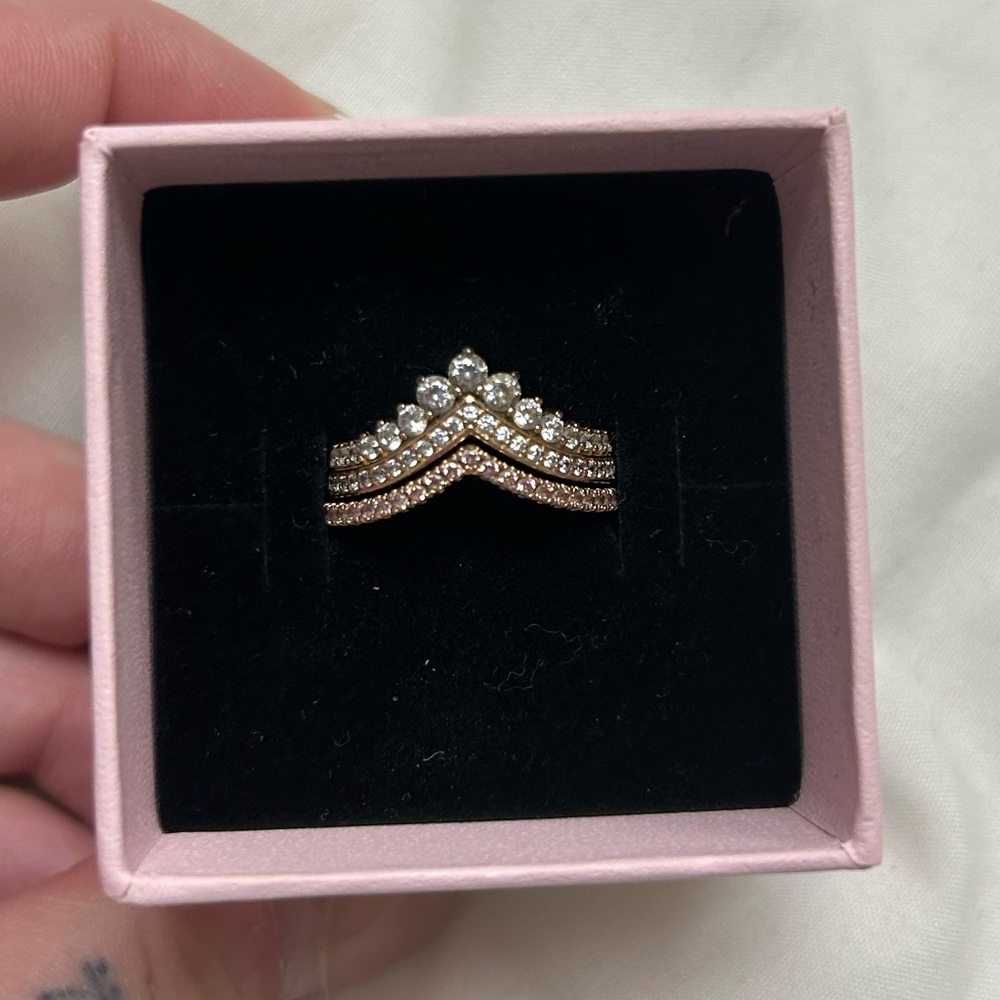 Pandora SET OF 2 - Tiara Wishbone & Wishbone 14k Rose Gold-plated